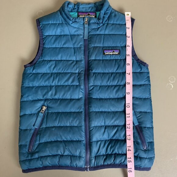 Patagonia Toddler 4T Down Sweater Puffer Vest Teal Zip Pockets Insulated - Picture 12 of 15